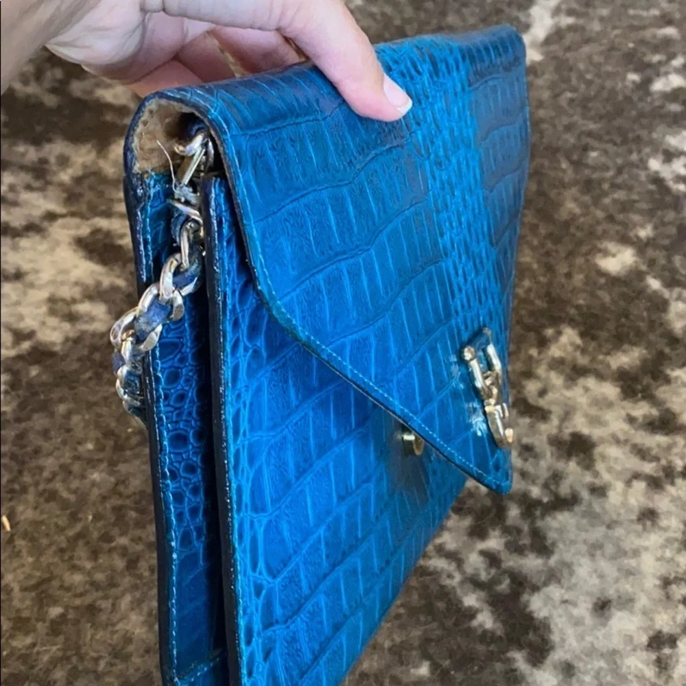 Royal blue crocodile leather vintage bag purse